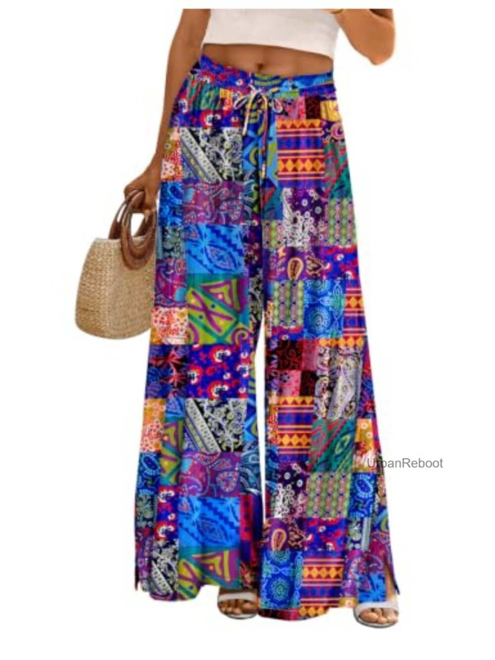 Women's Wide Leg Palazzo Pants Elastic Waist Drawstring Lounge Pockets